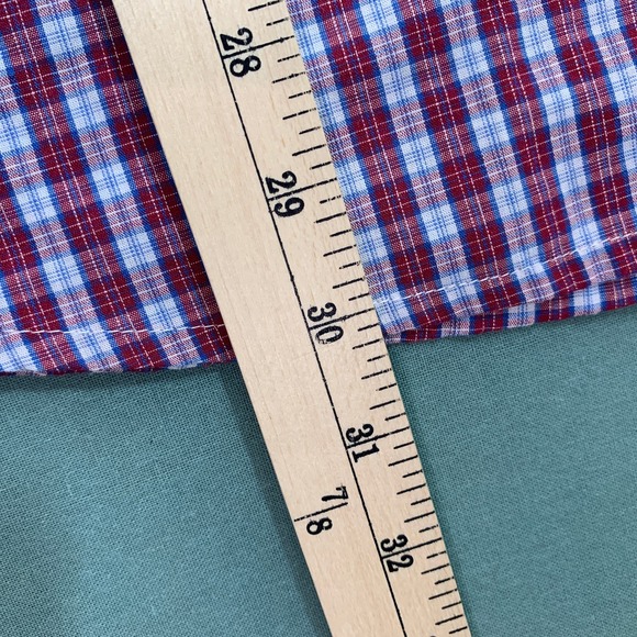 Panhandle Shirt Mens Size Large Red Blue Plaid Snap Front Western Cowboy Pockets - Picture 8 of 10